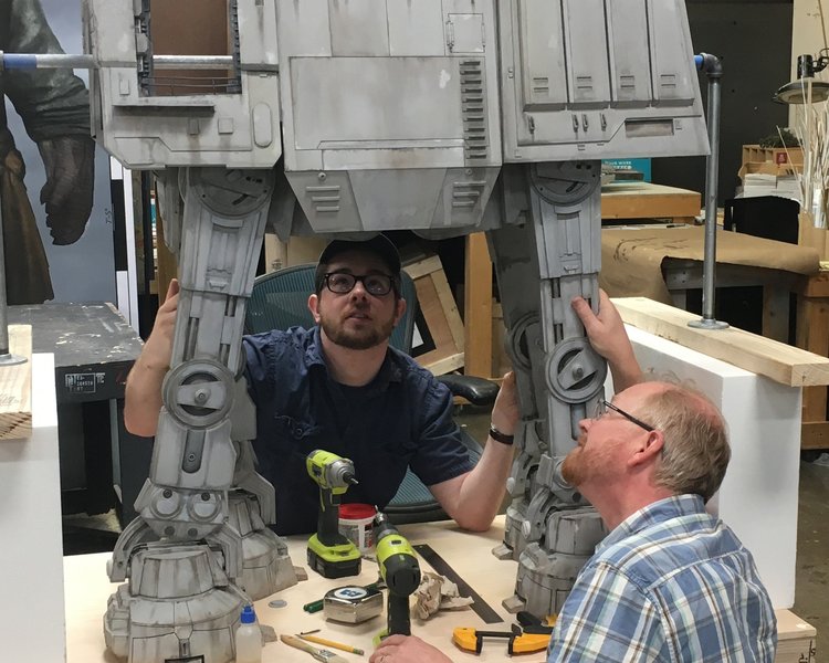 Imagineers working on a 3D model for Star Wars: Galaxy's Edge.