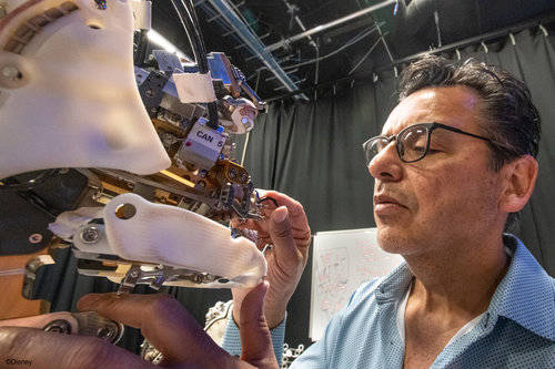 Imagineer working on Audio-Animatronic figure.