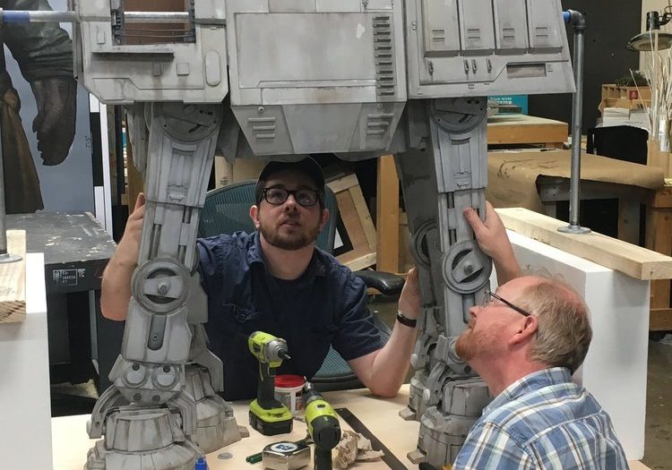 Imagineers working on a 3D model for Star Wars: Galaxy's Edge.