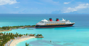 Photo of Disney Cruise Line ship docked at Castaway Cay