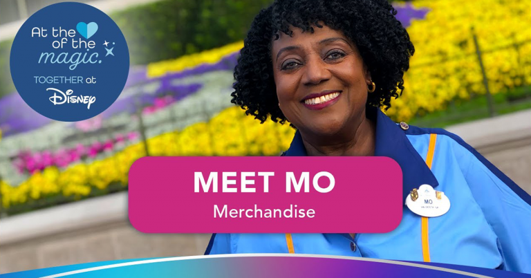 Photo of cast member Mo, Text: At the heart of the magic, together at Disney Meet Mo, Merchandise