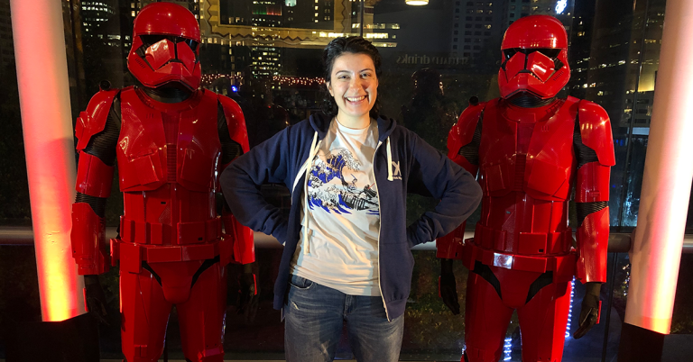 Photo of Ashley Smith with two Sith Troopers