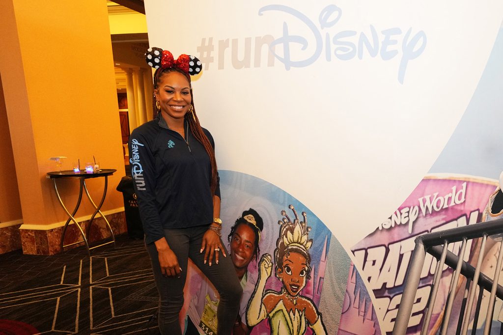 Olympic champion Sanya Richards-Ross at the RunDisney booth at the Welcome Reception.
