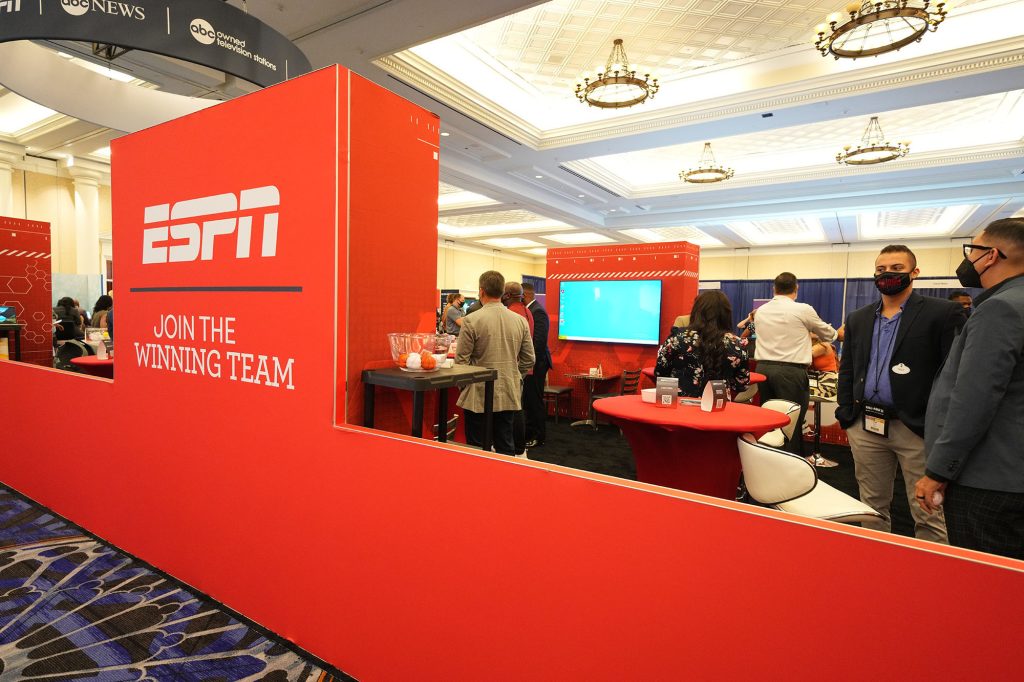 The ESPN bright red booth at the career expo.
