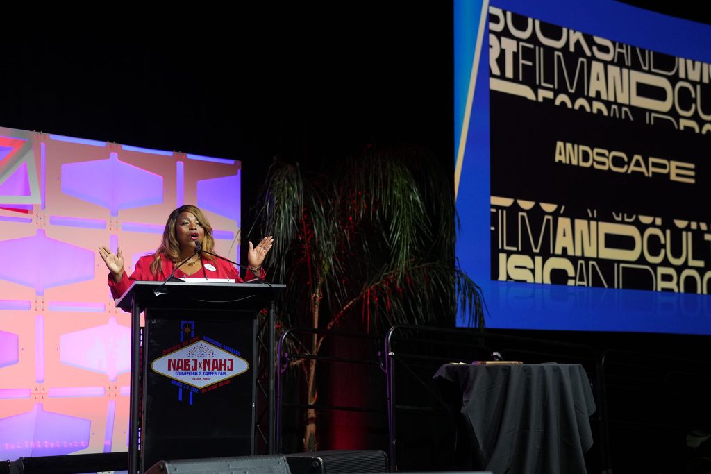 Vice President of Communications & Public Affairs of Disney Signature Experiences Yolanda Cade speaks about exciting updates within The Walt Disney Company at the Opening Ceremony of NABJ-NAHJ 2022