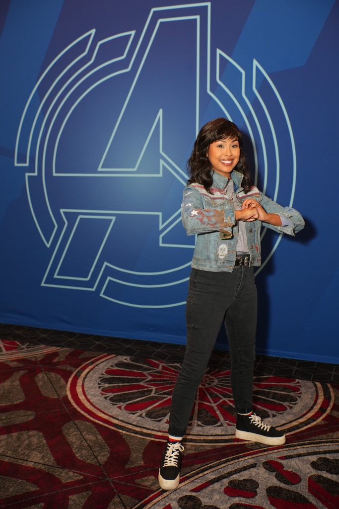 Marvel's America Chavez strikes a strong pose at the Welcome Reception.
