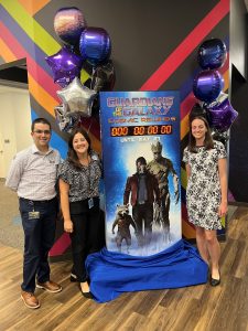 Kennedy and two other employees at the grand opening of Guardians of the Galaxy Cosmic Rewind at EPCOT