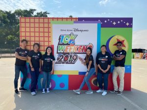 Joan and fellow cast members at the Hong Kong Disneyland 10k Weekend in 2019