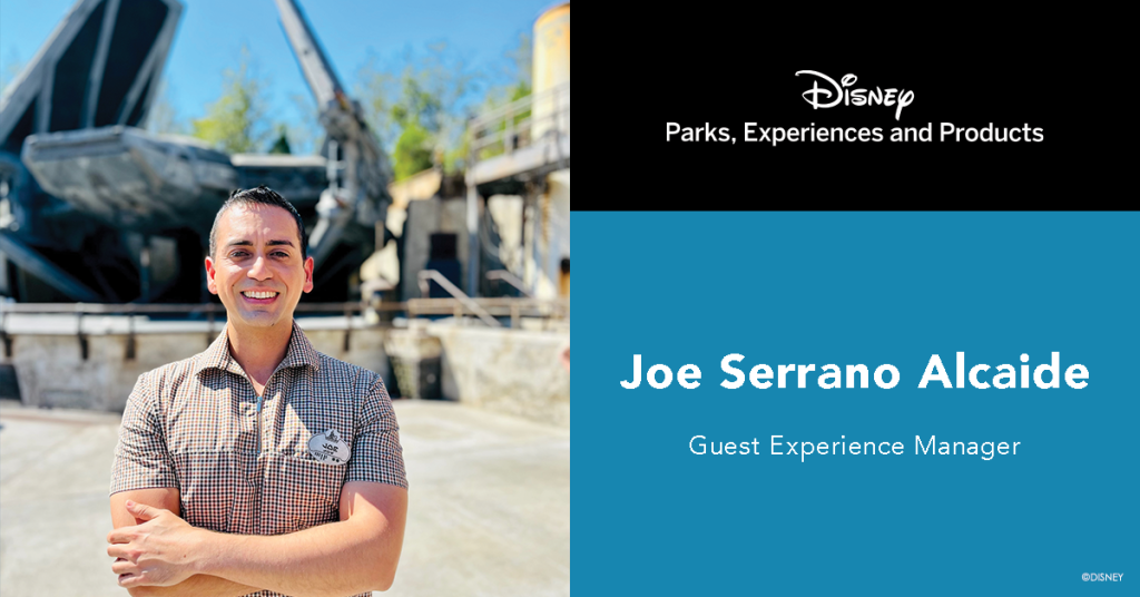 Guest Experience Manager Joe standing in front of the First Order ship in Star Wars: Galaxy's Edge