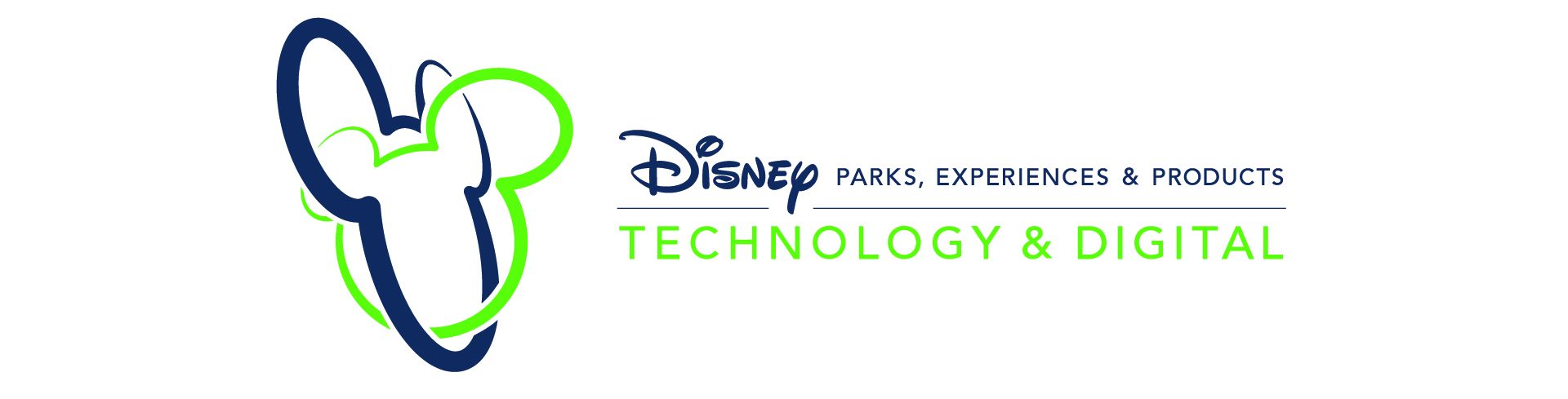 Colorful logo for DIsney Parks, Entertainment and Products (DPEP) Technology and Digital