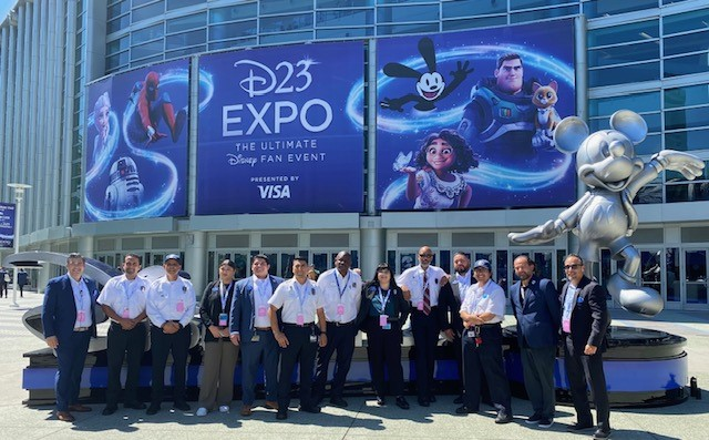Daniel and his team infront of the main building at the D23 Expo.