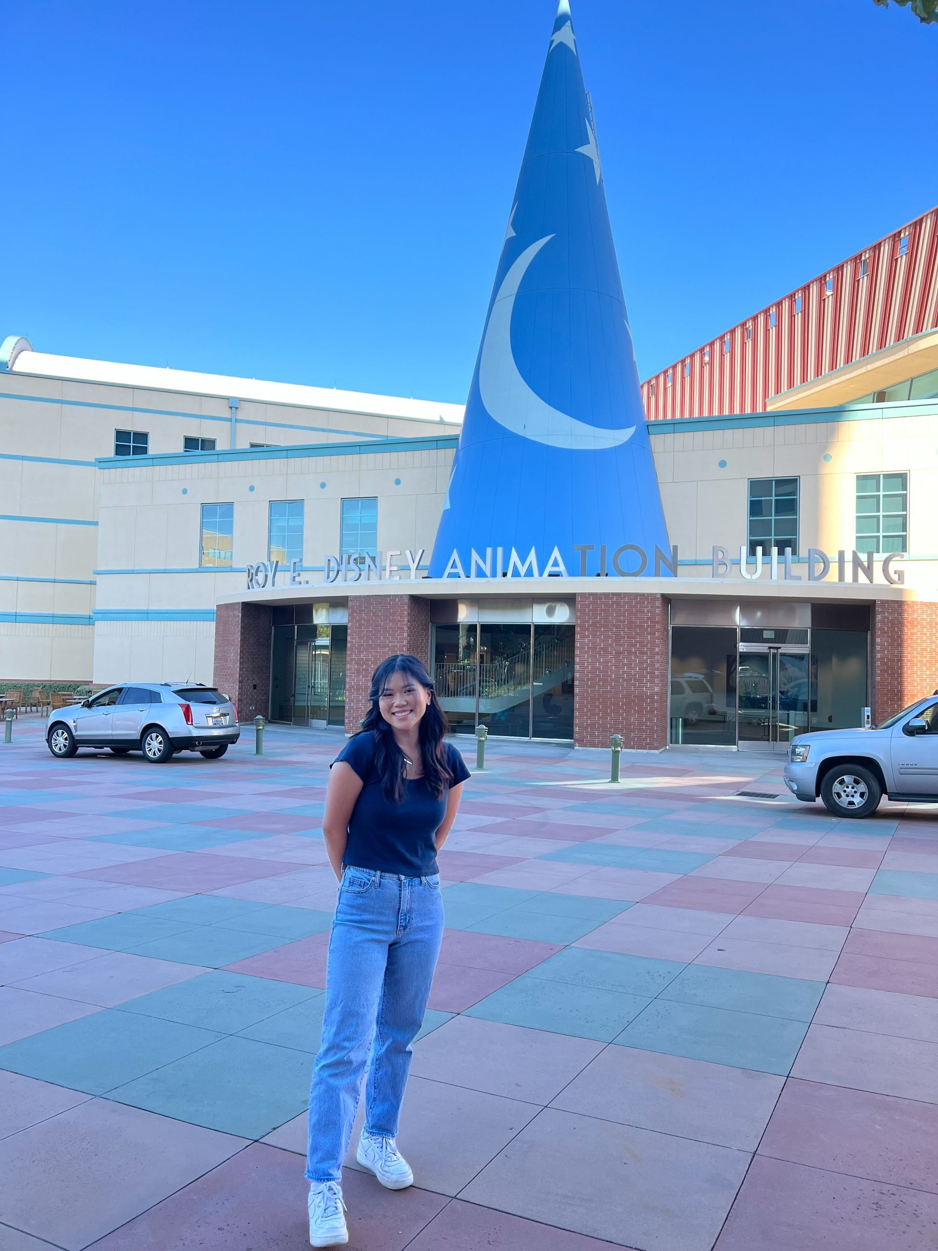 Intern standing outside Disney Animation Studios