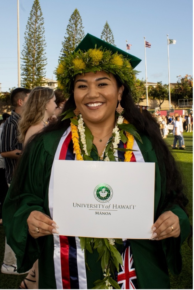Picture2 Nawahine on graduation day at the University of Hawaiʻi at Mānoa