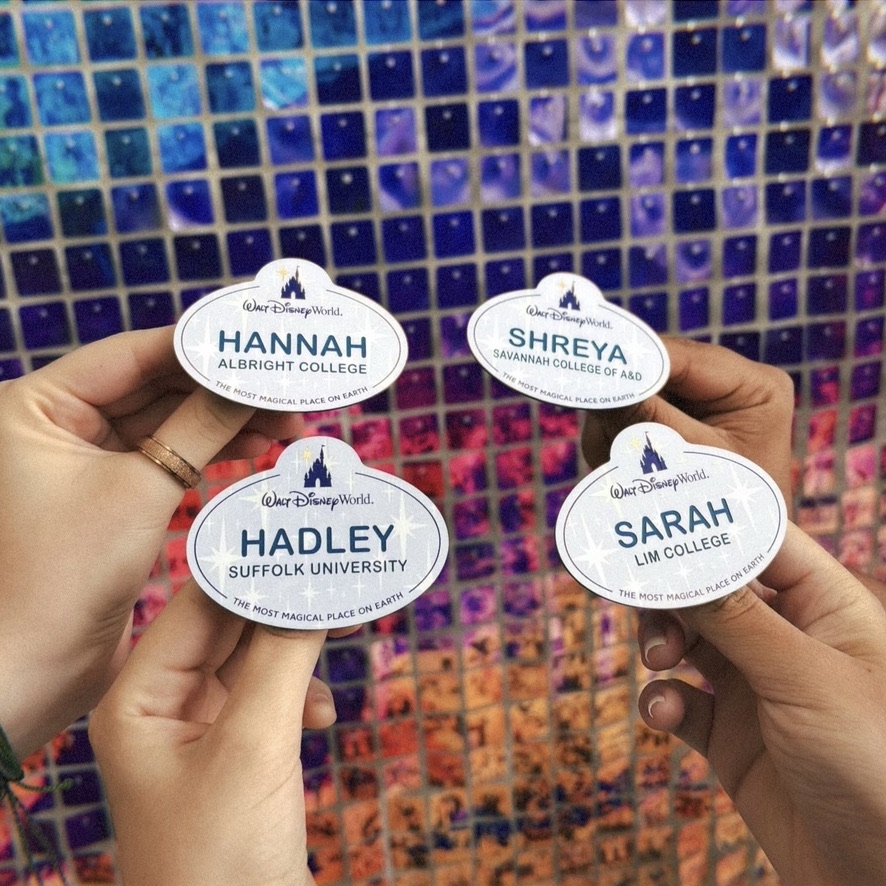 group of Disney cast member name tags
