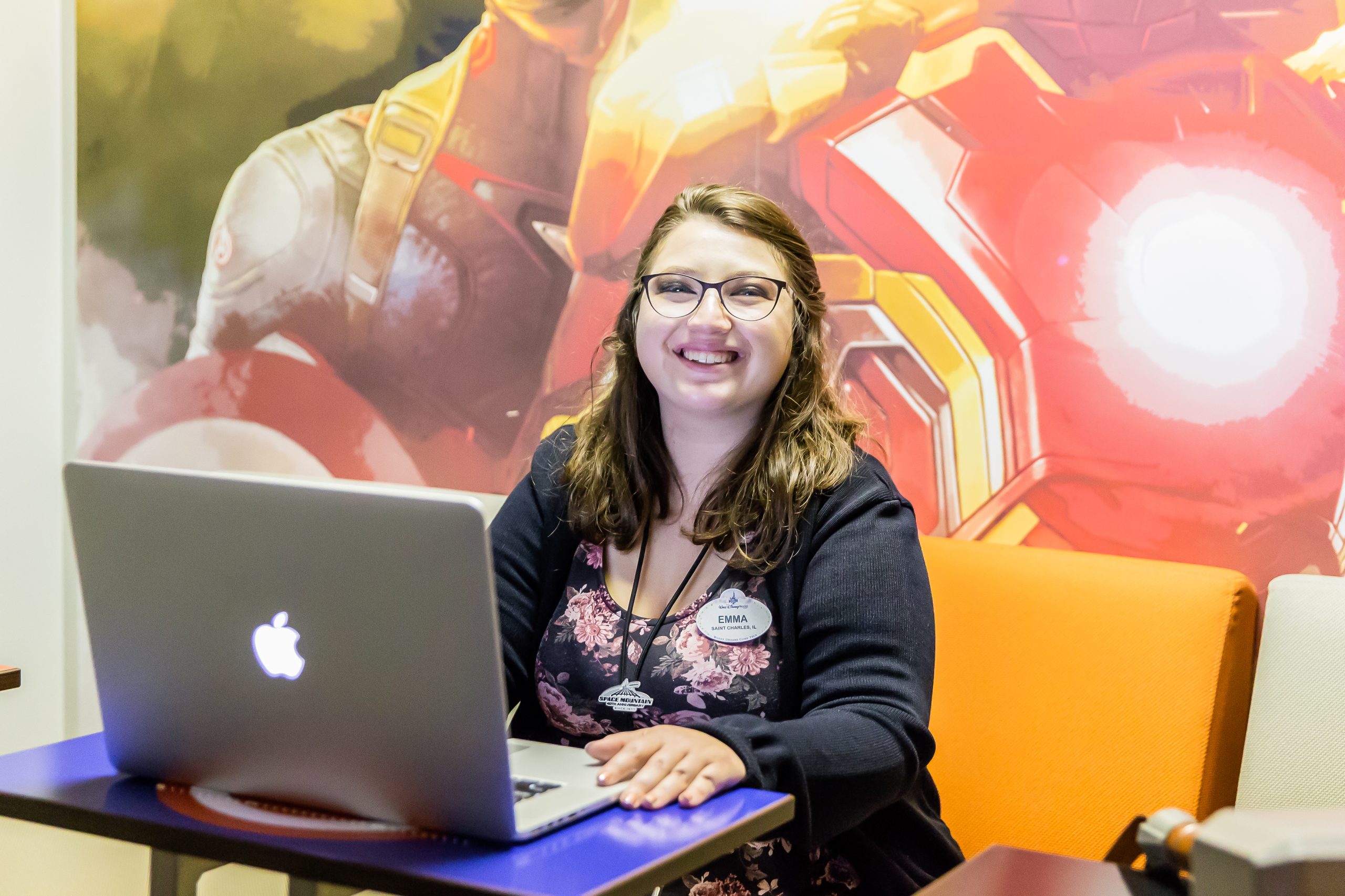 Recruiter posing behind a computer