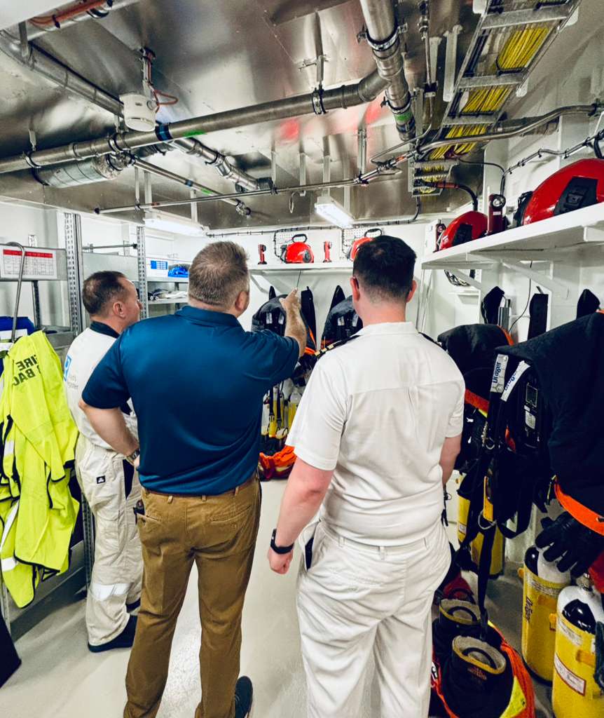 Alex directs Safety crew onboard Disney Cruise Line.
