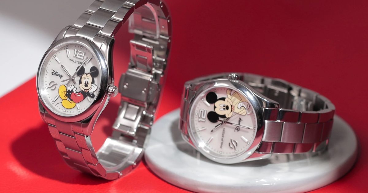 Mickey Mouse branded watches that Bryan helped design
