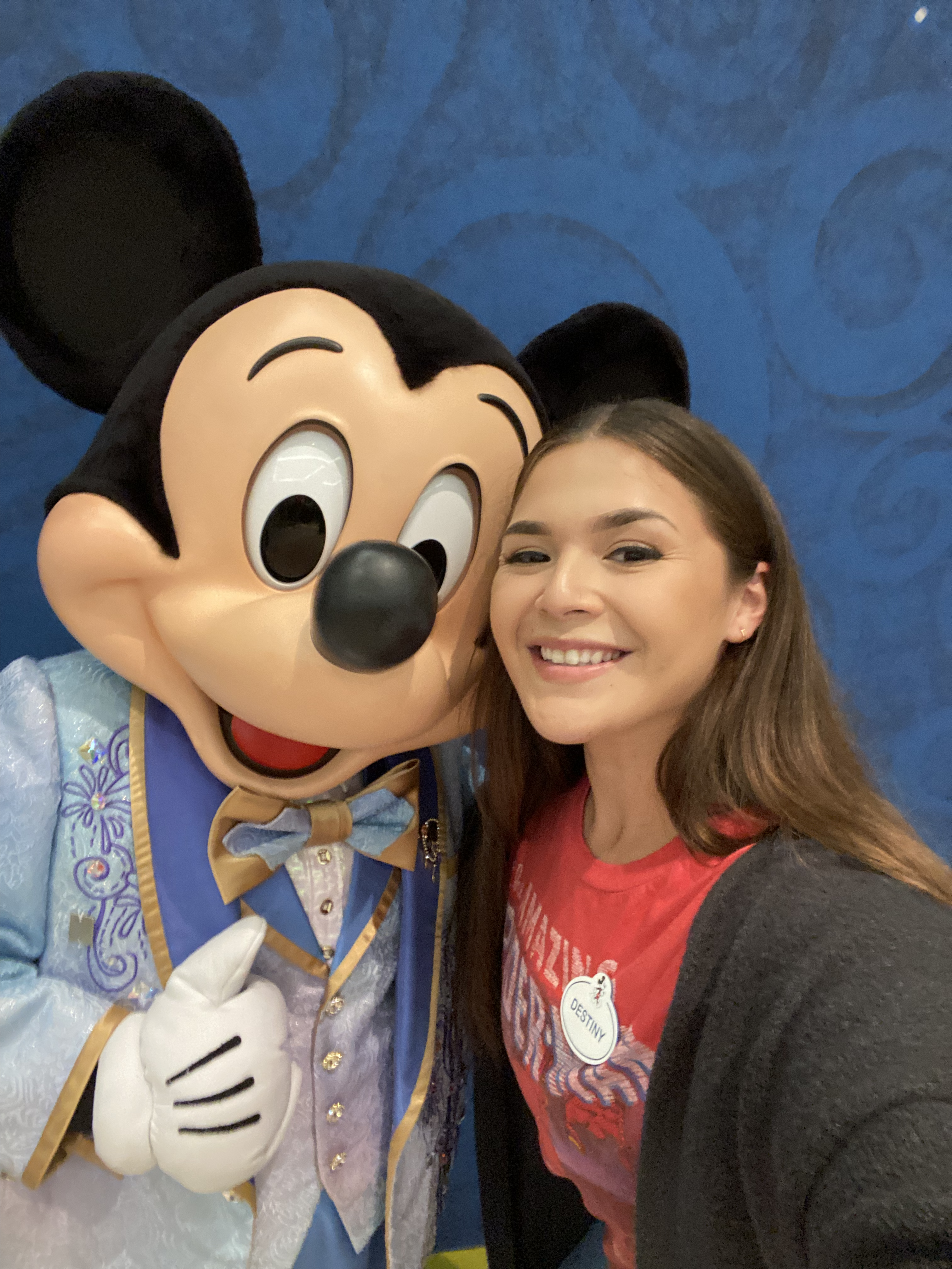 Destiny posing with Mickey Mouse