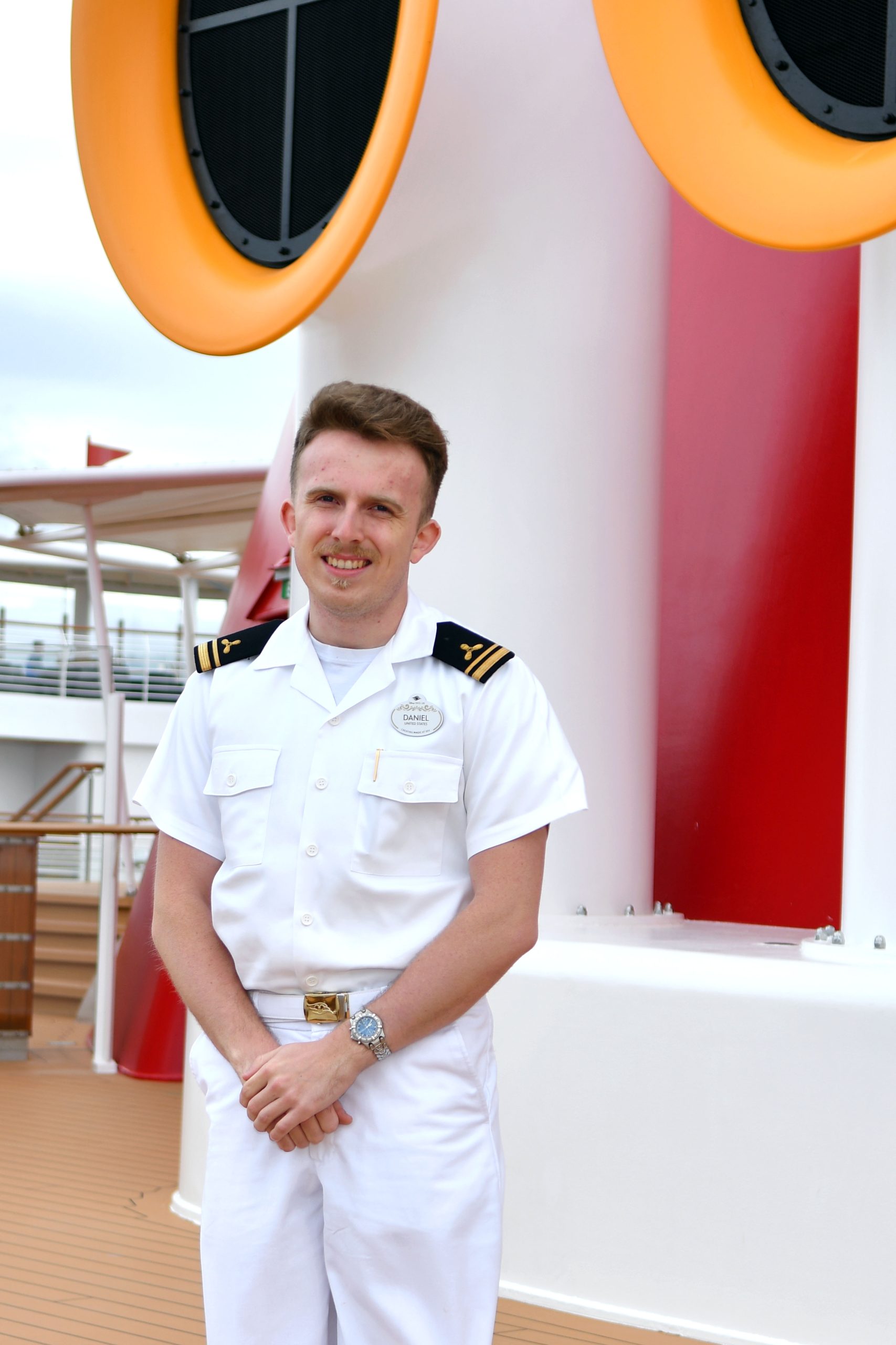 Third Engineer Daniel photographed onboard a Disney cruise ship.