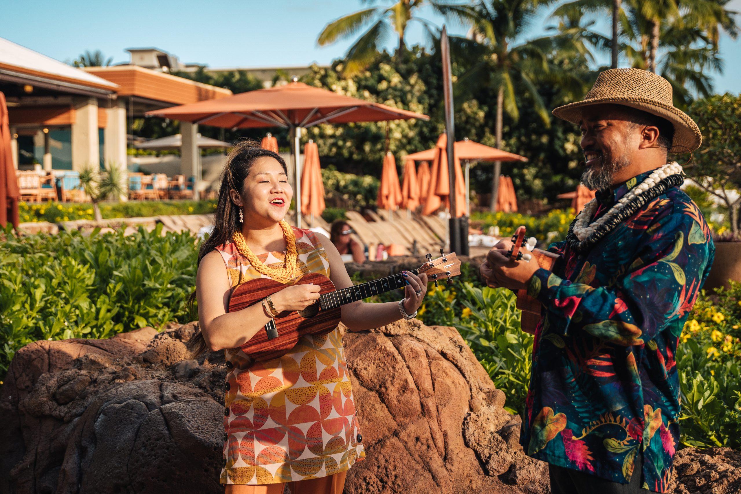 Dylan playing ukulele with Uncle