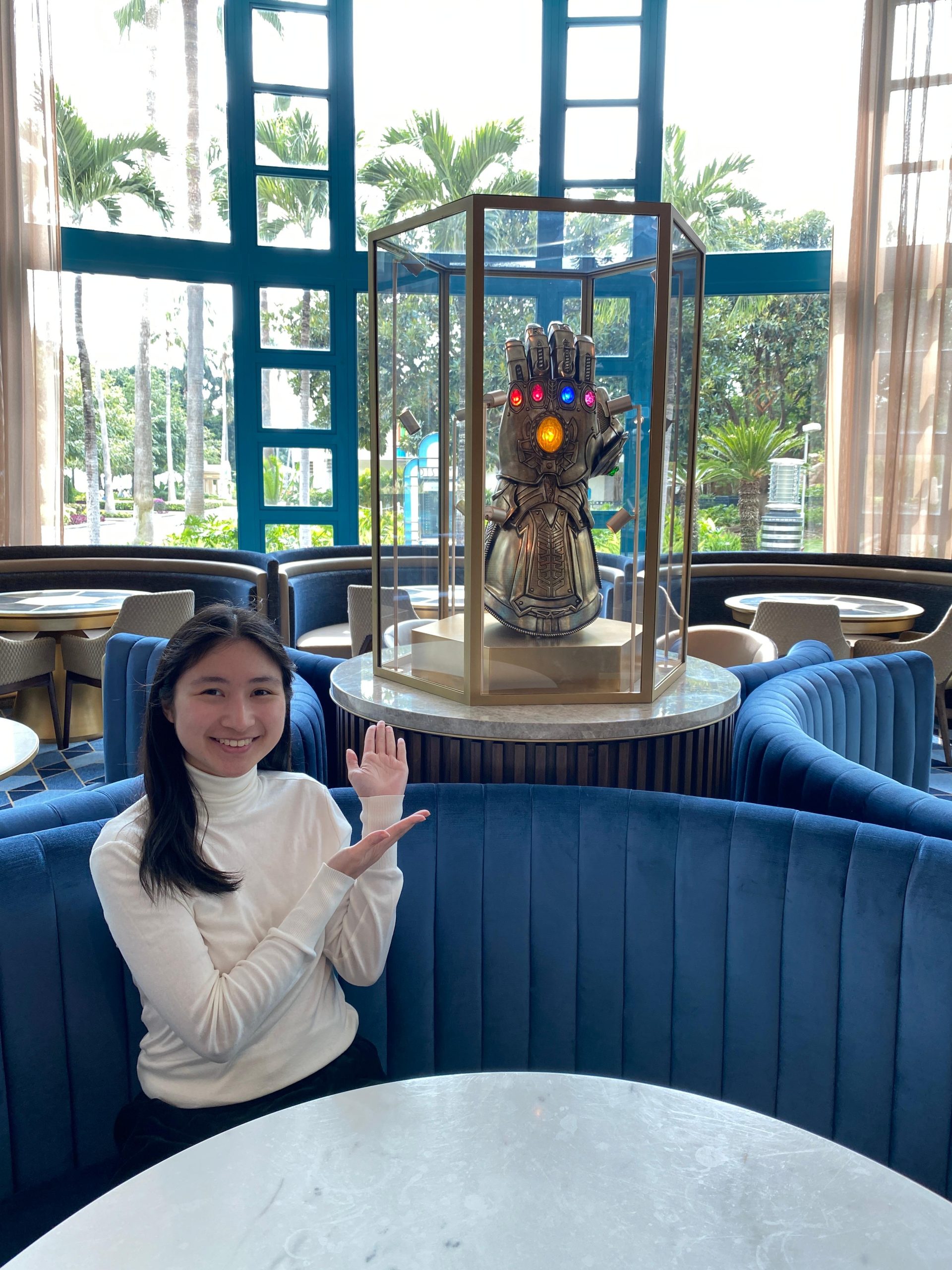 Tiffany at a Marvel restaurant.