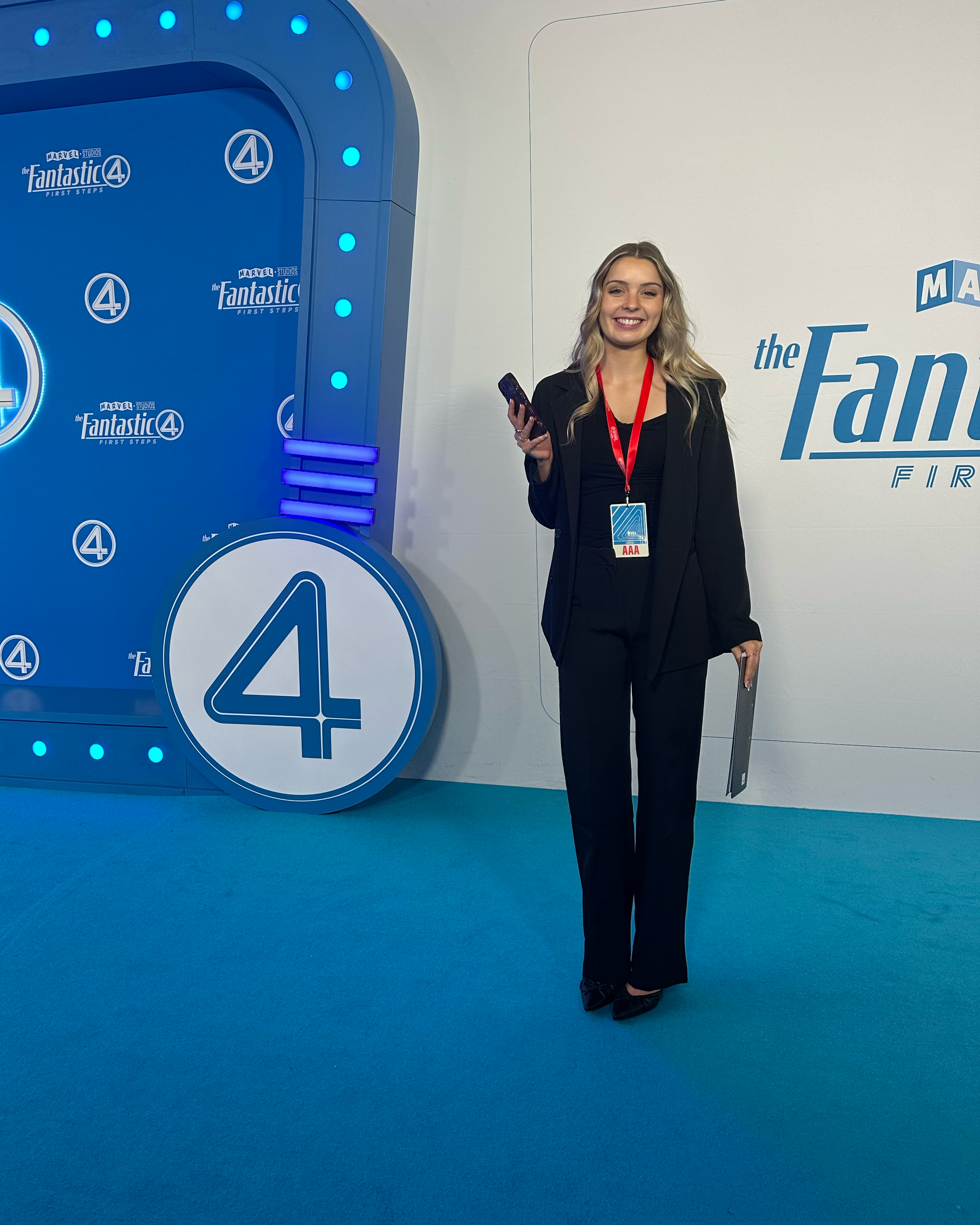 Early‑career Disney employee attending a film premiere event, showcasing hands‑on publicity and marketing experience gained through Disney student and internship programs.