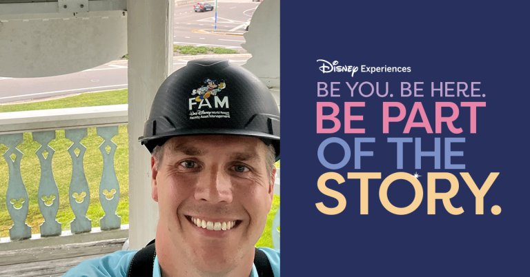 Cyle Life at Disney thumbnail image, Cyle smiling wearing a hard hat