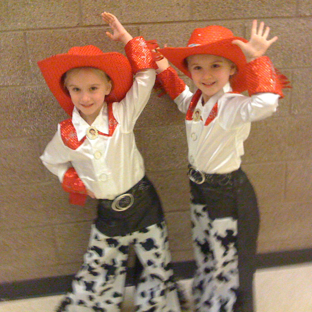Two of the sisters in dance costumes during their childhood years of performing together.