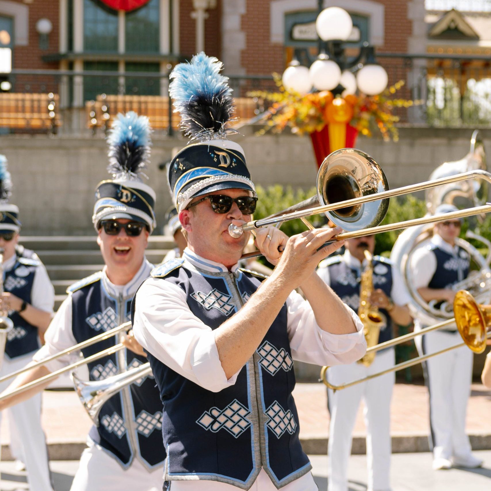 Photo of trombone player in Disneyland