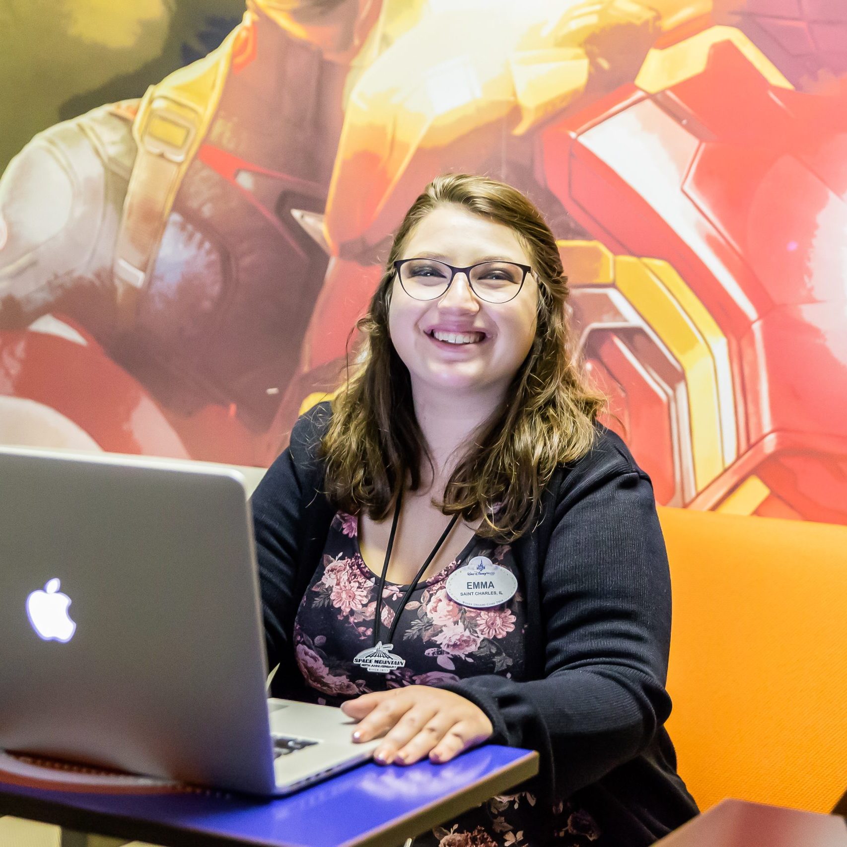 Recruiter posing behind a computer