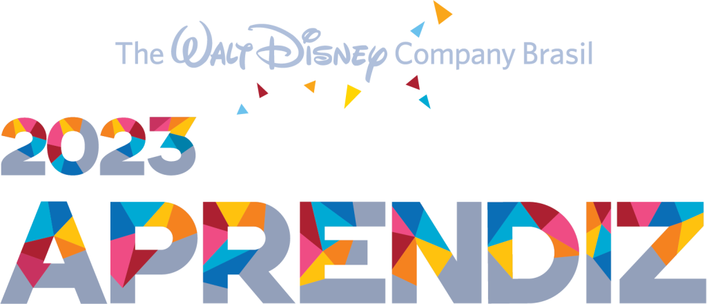 Isologotipo de The Walt Disney Company Brasil 2023 Programa Jovem Apprendiz con confeti.