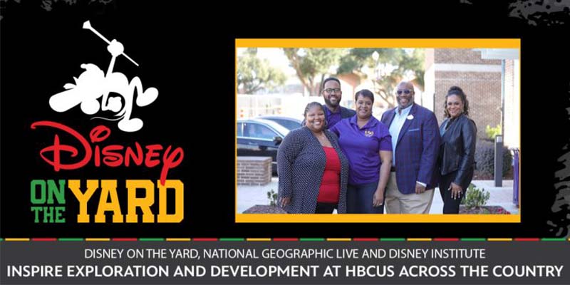 Blog title card featuring the Disney on the Yard logo and a group of four program leaders standing together smiling