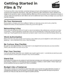 Image of the first page of the "Getting Started in Film & TV" reference guide.