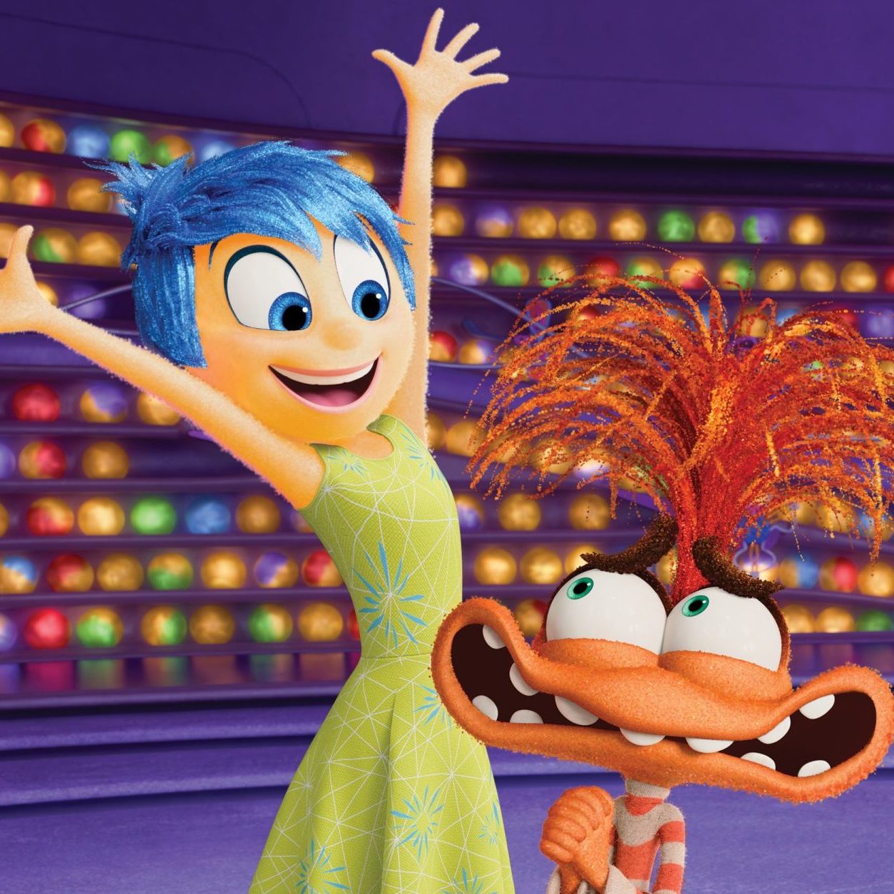 JOY AND ANXIETY -- Disney and Pixar’s “Inside Out 2” returns to the mind of freshly minted teenager Riley just as a new Emotion shows up unexpectedly. Much to Joy’s surprise, Anxiety isn’t the type who will take a back seat either. Featuring the voices of Amy Poehler as Joy and Maya Hawke as Anxiety, “Inside Out 2” releases only in theaters Summer 2024.© 2023 Disney/Pixar. All Rights Reserved.